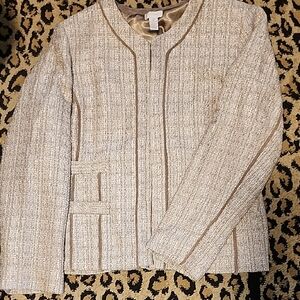 Chico's Cream and Brown Textured Blazer
